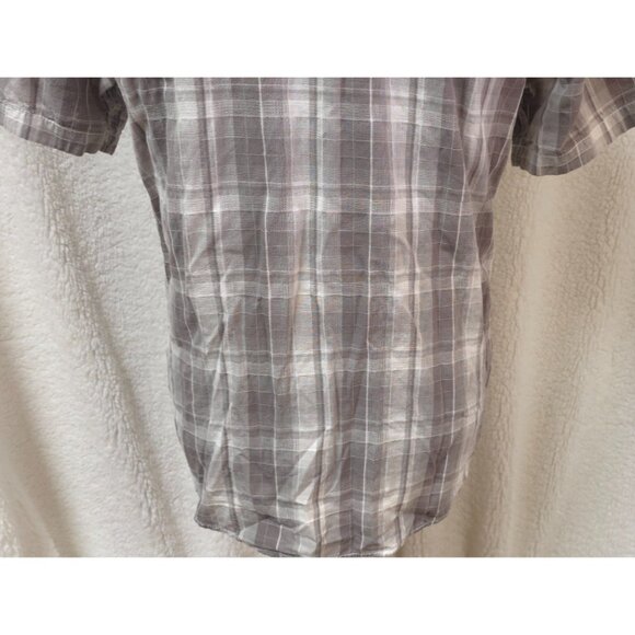HELIX Mens Large Grey Plaid Short Sleeve Pearl Snap Western Cowboy Shirt - Picture 9 of 11